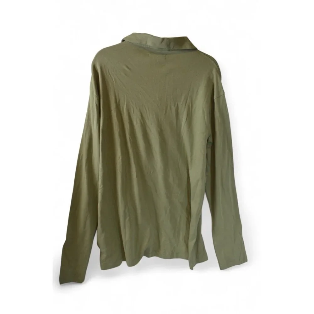 Banana Republic Mens Long Sleeve Luxe Touch Polo Olive Green Shirt XXL / 2XL NWT